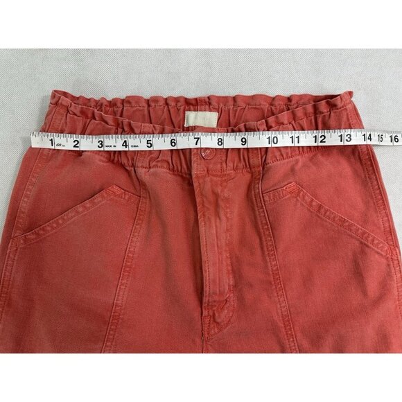 MOTHER The Springy High Rise Straight Leg Hot Coral Ankle Jeans Womens 28 Read - Picture 13 of 15